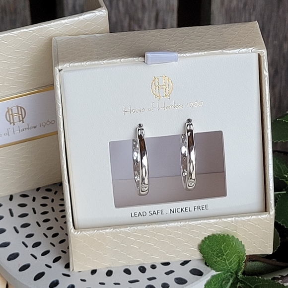 House of Harlow 1960 Jewelry - House of Harlow 1960 Silver tone HAMMERED hoop earrings NEW